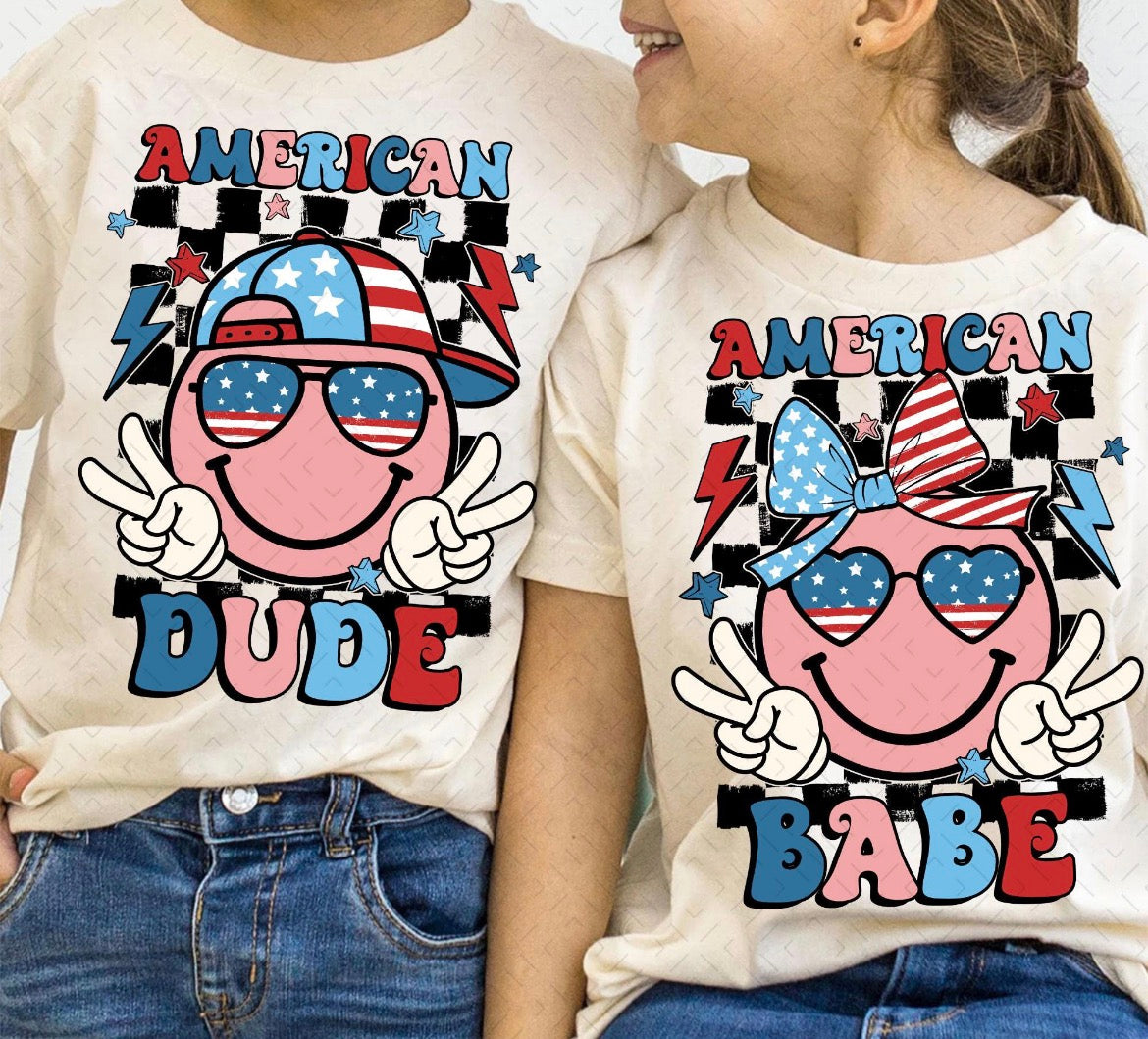 Retro American Dude or Babe T-shirt