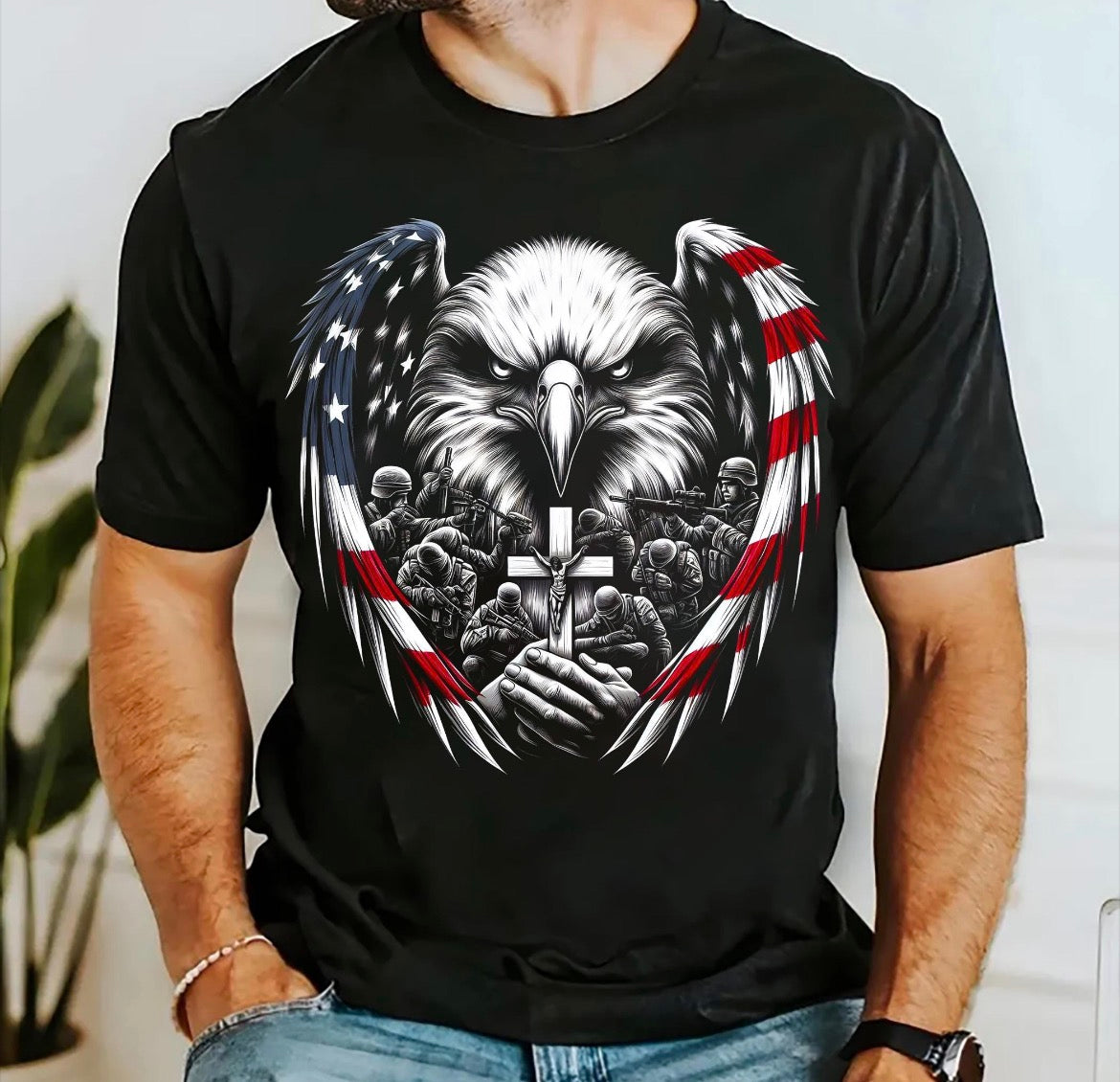 Eagle With Soldiers & Cross T-shirt
