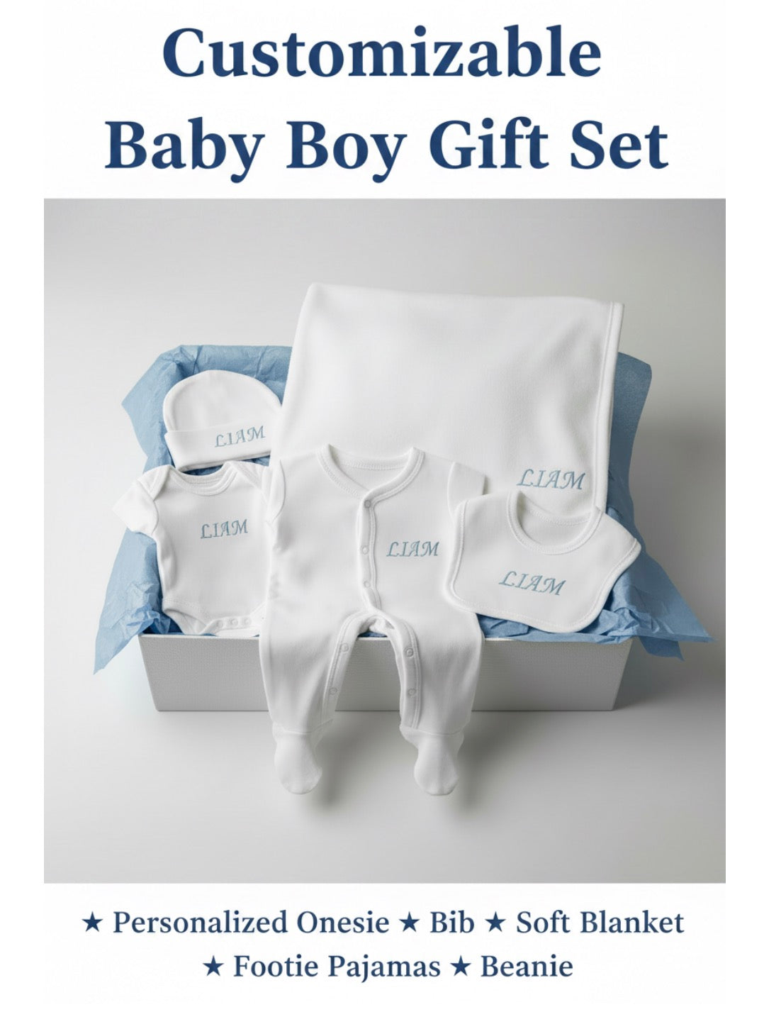 Customizable Baby Boy Gift Set