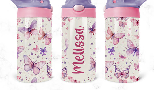 Personalize able Butterfly 12oz Straw Tumbler