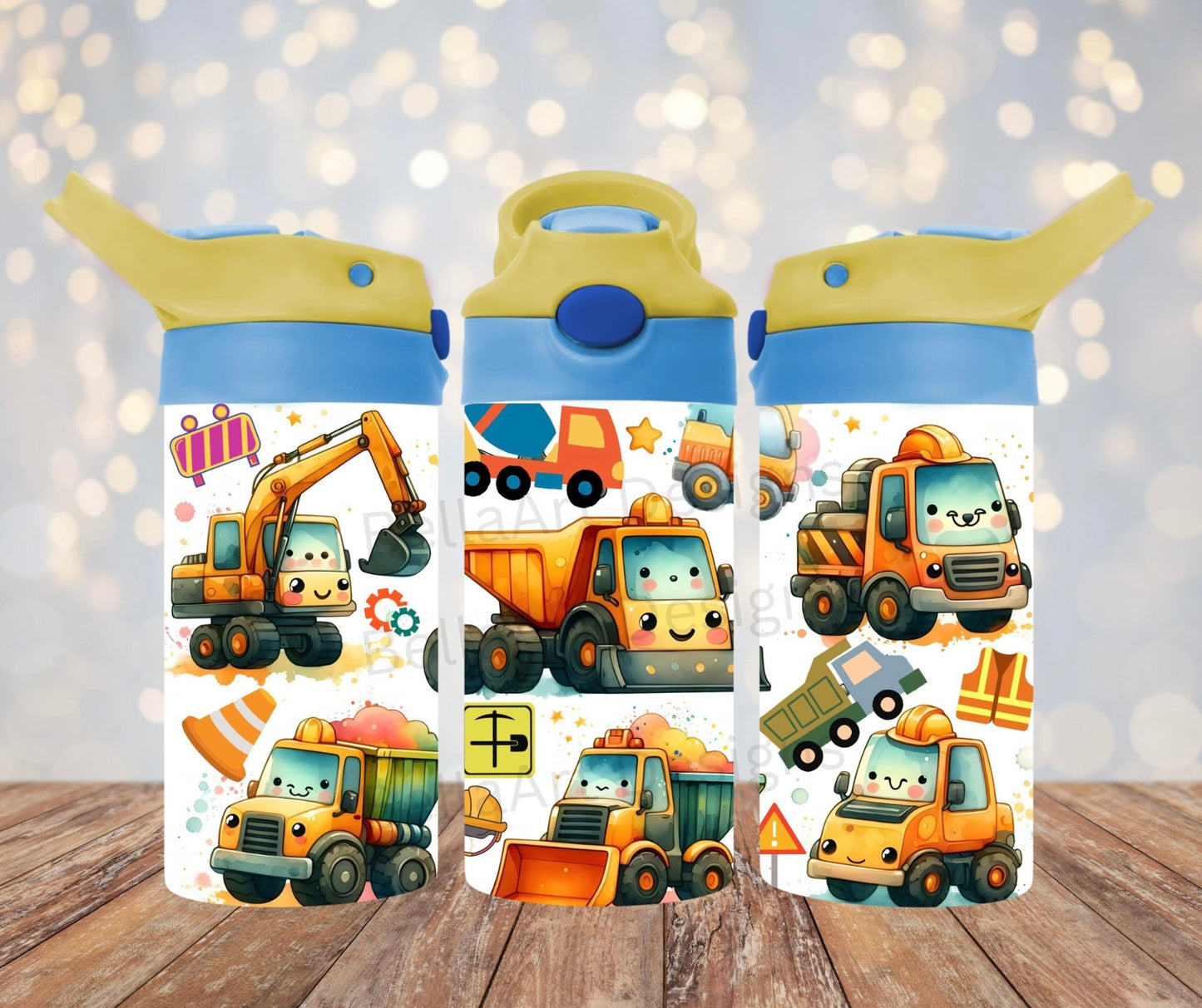 Construction Vehicle 12oz Straw Tumbler