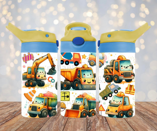 Construction Vehicle 12oz Straw Tumbler
