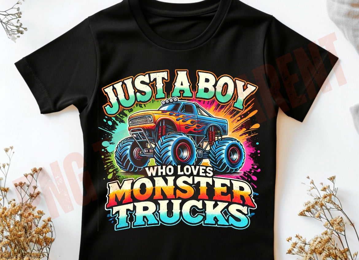 Just A Boy Who Loves Monster Trucks T-shirt