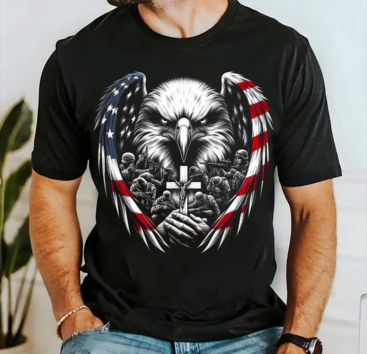 Eagle With Soldiers & Cross T-shirt