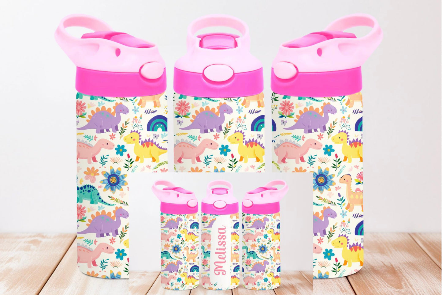 Personalize able Girl Dinosaur 12oz Straw Tumbler