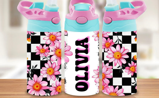 Personalize able Girl Checkered 12oz Straw Tumbler