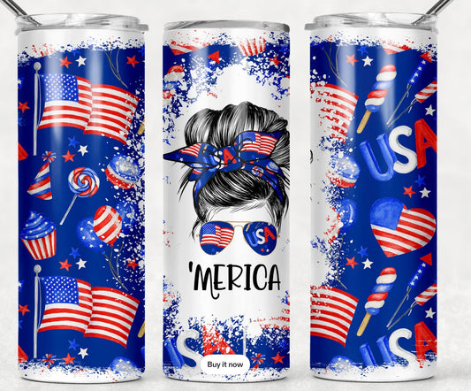 Messy Bun ‘Merica 20oz Tumbler.