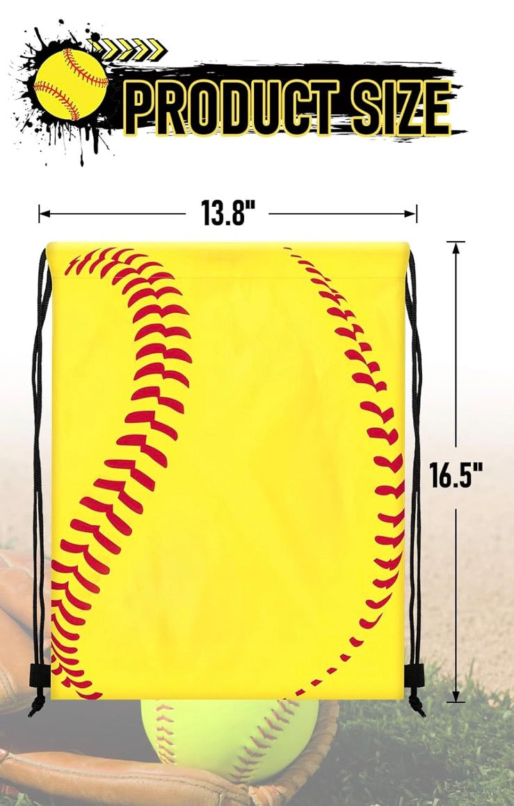 Personalize-able  Softball Drawstring Backpacks